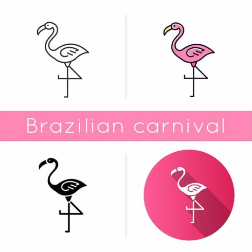 Flamingo icons set cover image.