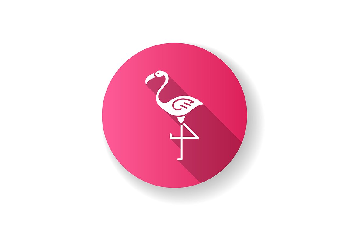 Flamingo pink flat design glyph icon cover image.