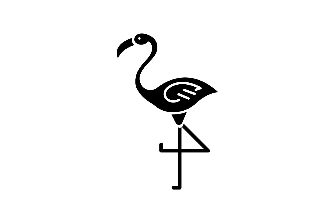 Flamingo black glyph icon cover image.