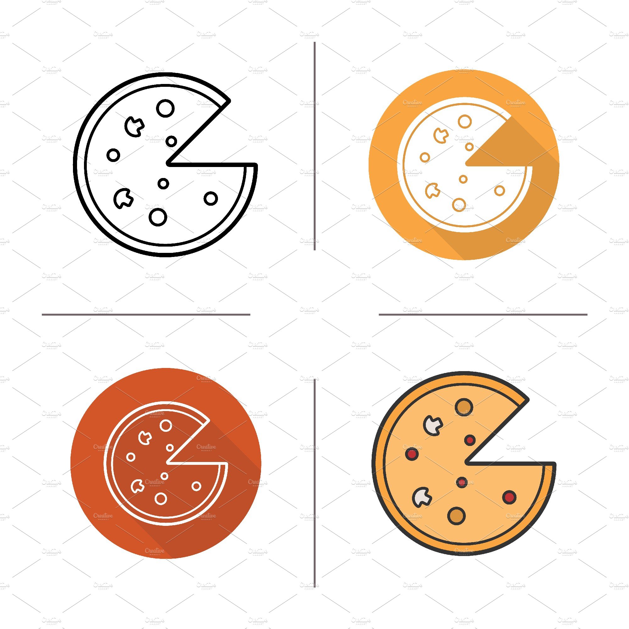 Pizza icons. Vector cover image.