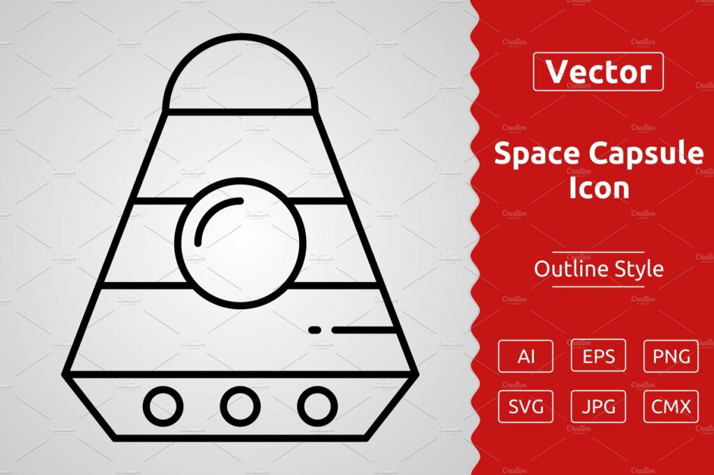 Vector Space Capsule Outline Icon – MasterBundles