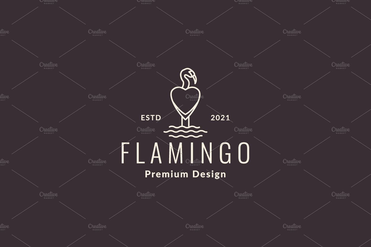 flamingo lines with love logo design cover image.