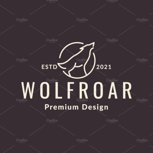 wolf roar lines logo design vector cover image.