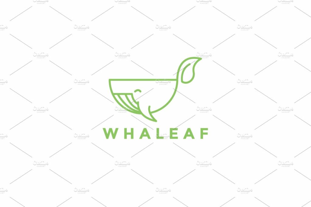 orca whale lines with leaf logo – MasterBundles