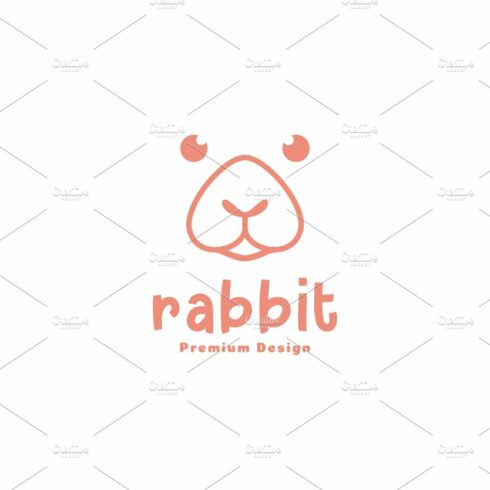 cute cartoon face rabbit logo vector cover image.