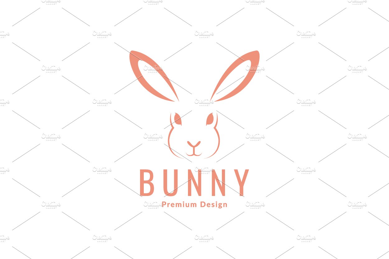 face cute flat bunny rabbit logo cover image.