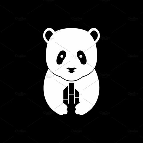 panda hold bamboo trees logo design cover image.