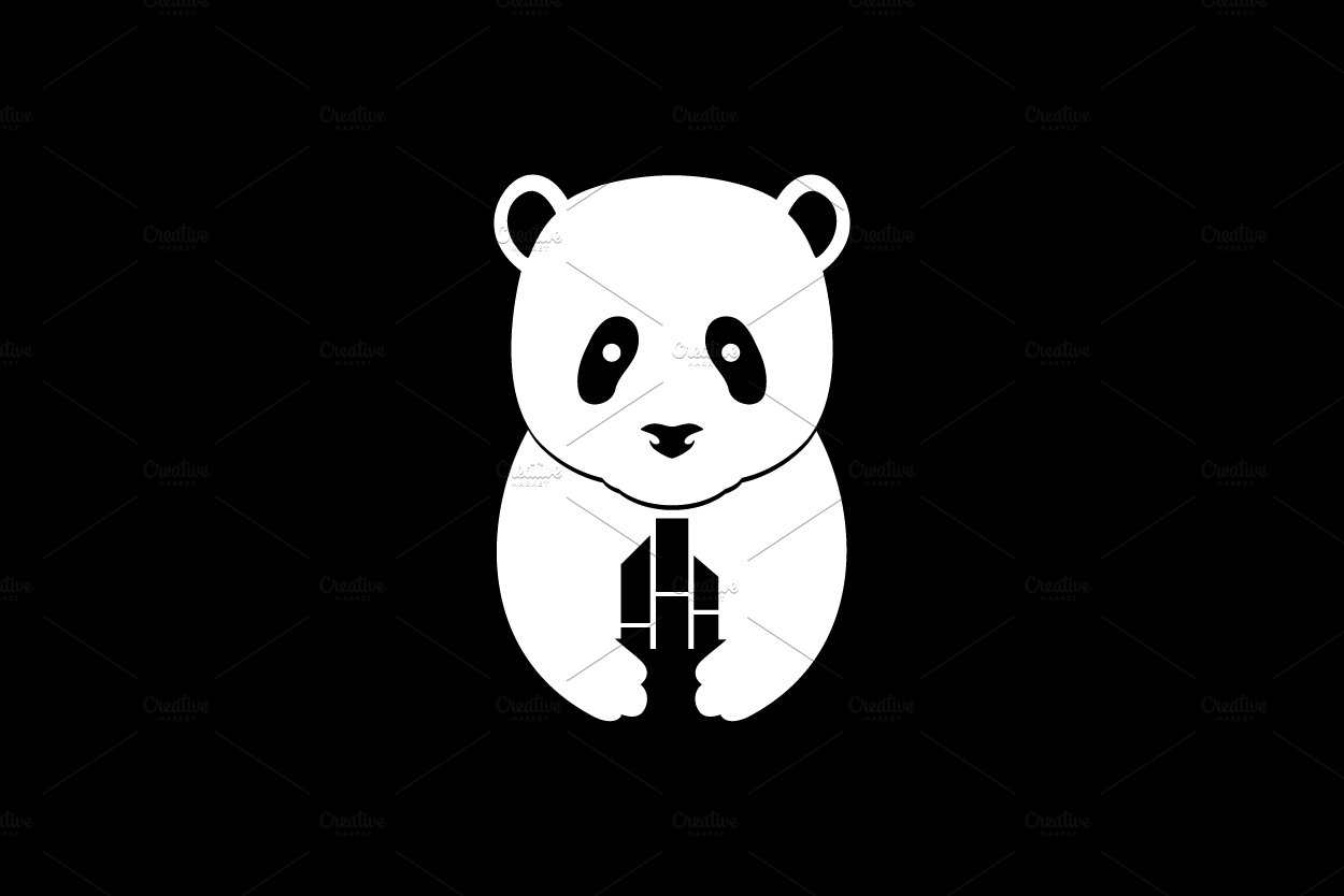 panda hold bamboo trees logo design cover image.