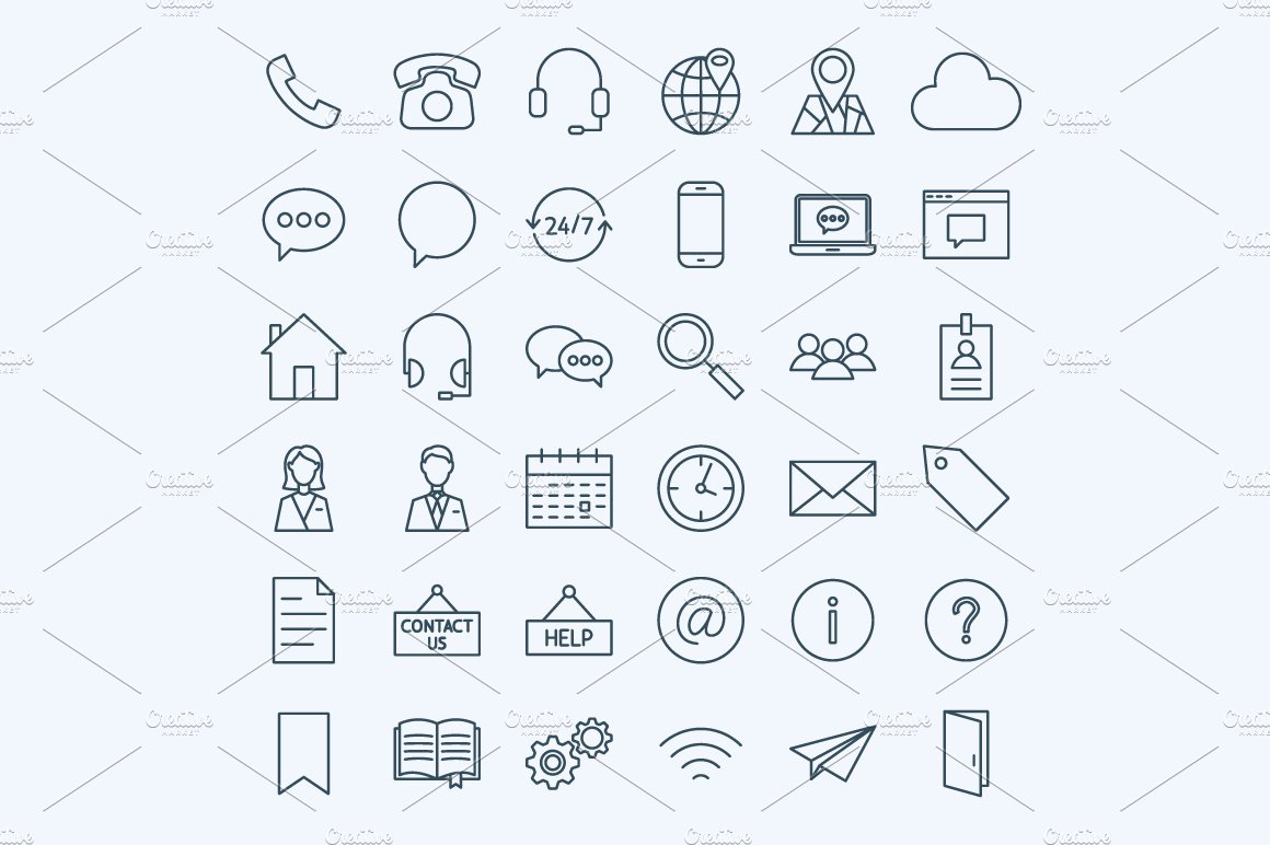 Online Support Line Art Vector Icons preview image.