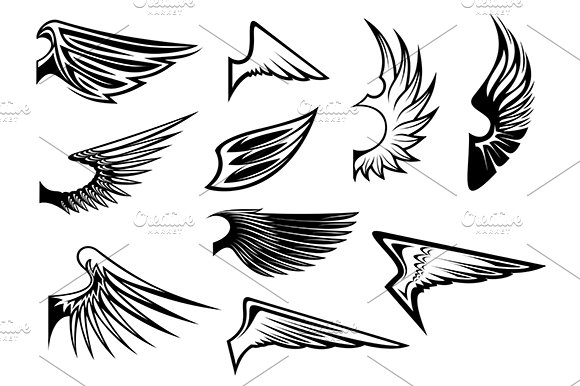 Set of heraldic wings cover image.
