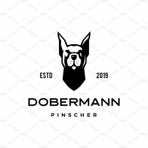 dobermann pinscher dog logo vector cover image.