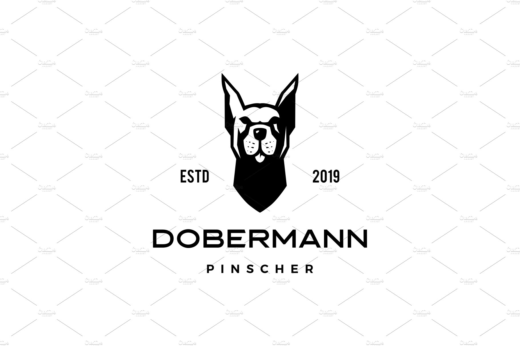 dobermann pinscher dog logo vector cover image.