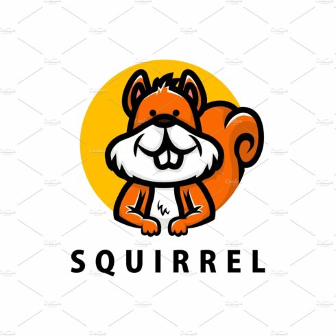 cute squirrel cartoon logo vector cover image.
