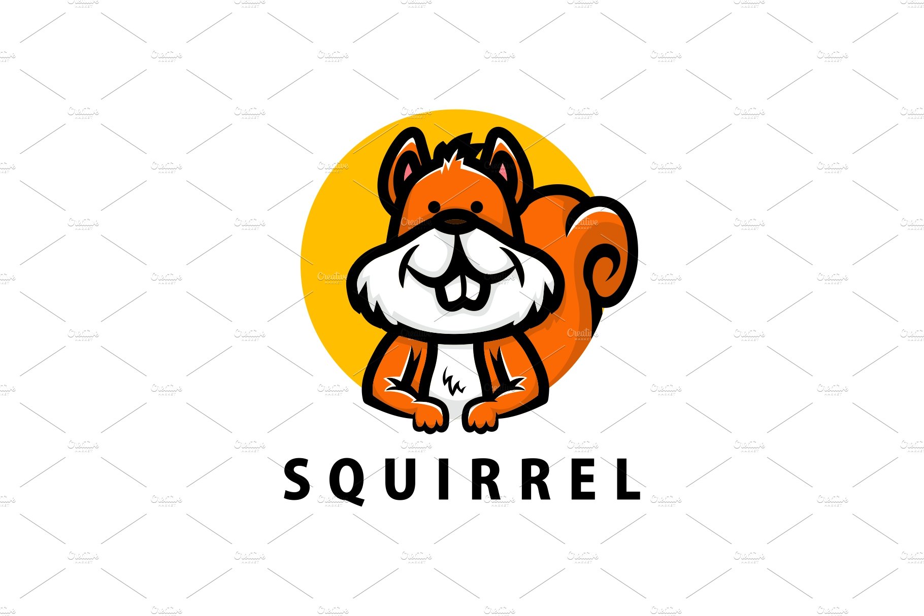 cute squirrel cartoon logo vector cover image.