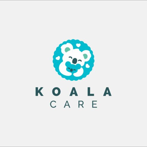 Cute Koala Hugging Heart Care Logo cover image.
