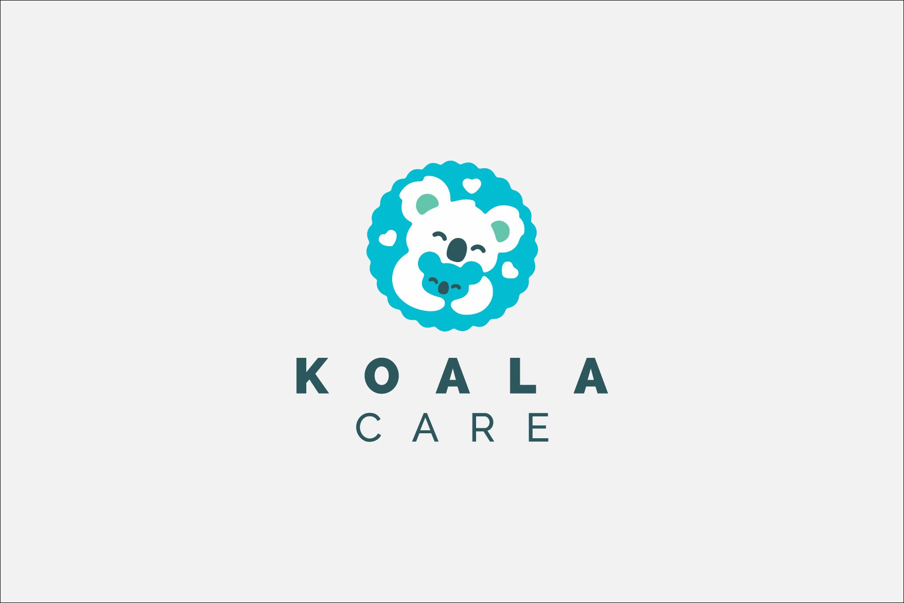 Cute Koala Hugging Heart Care Logo cover image.