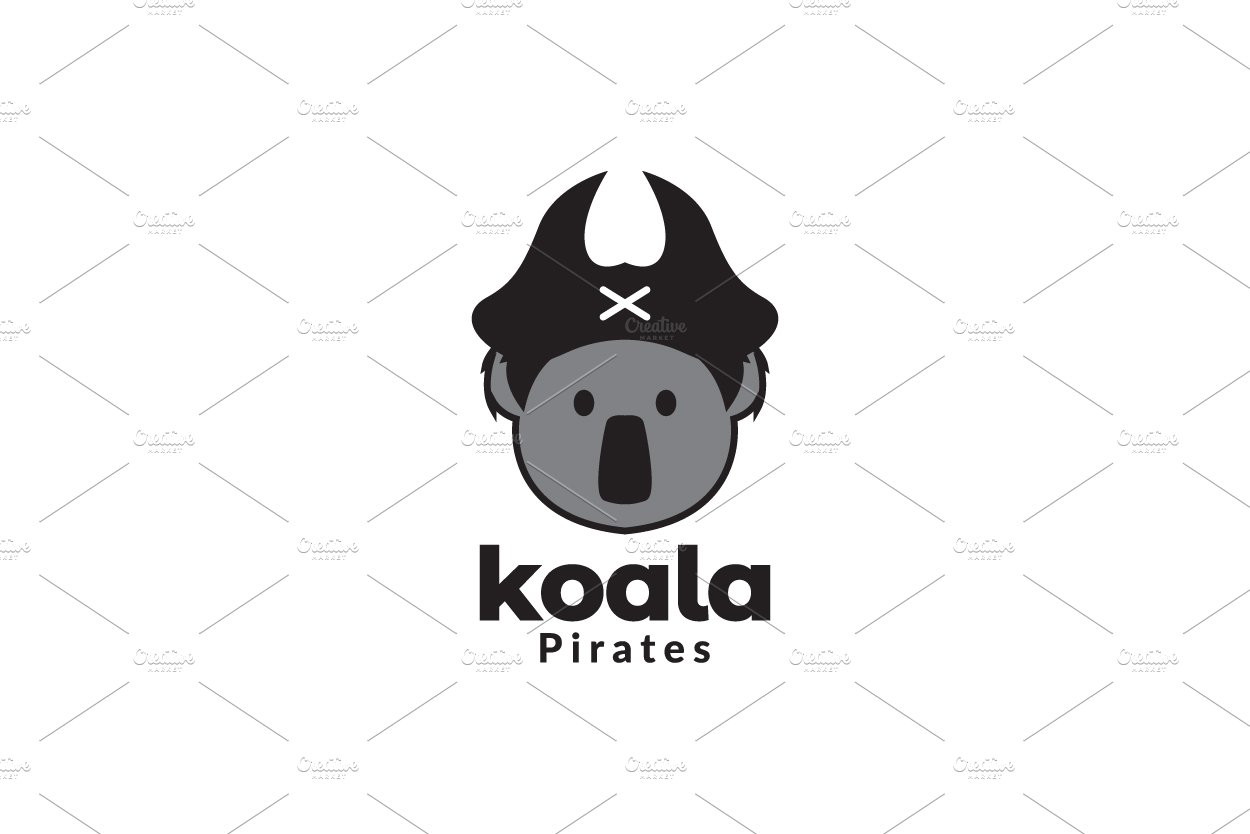 face cute koala pirates logo design cover image.