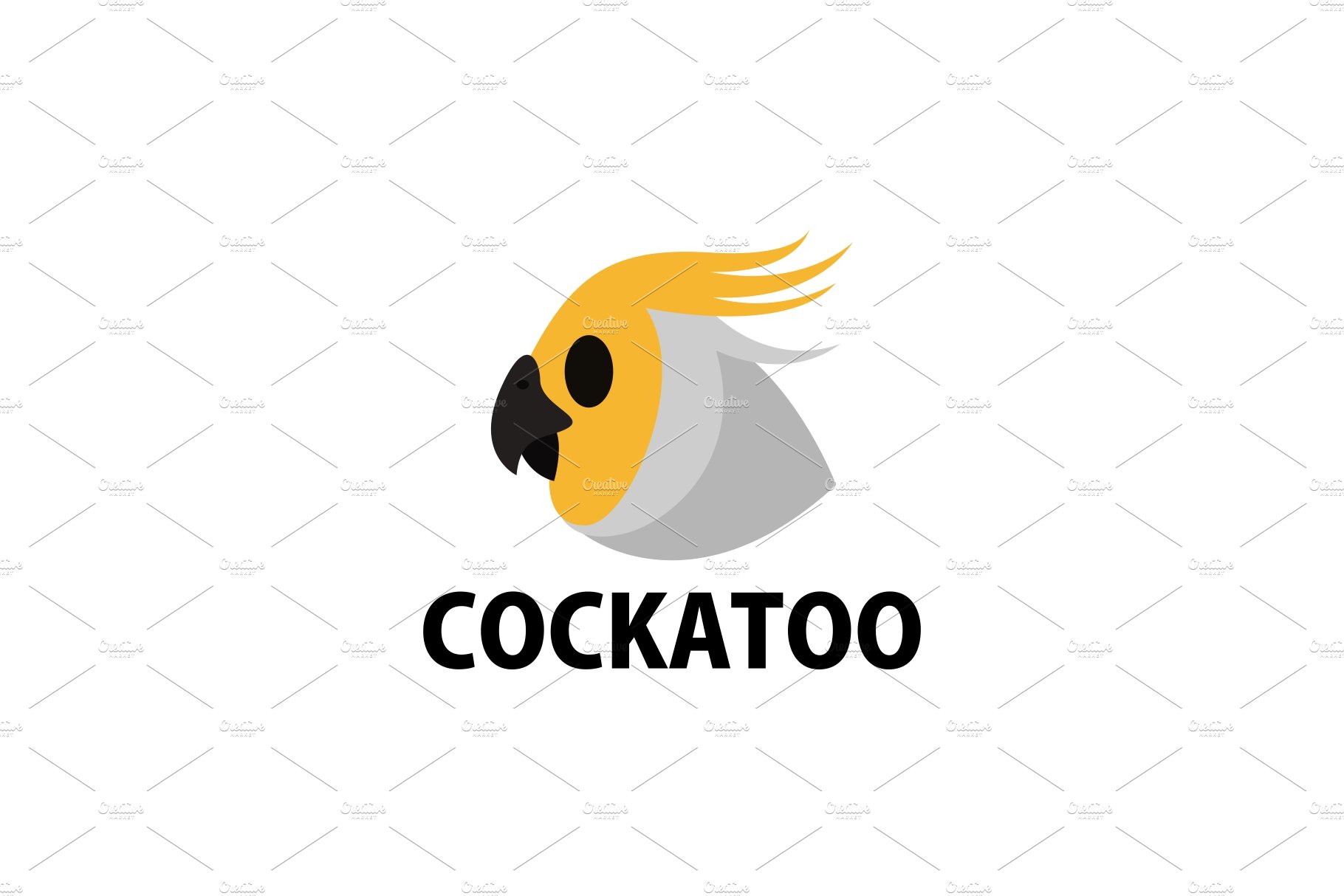 cute cockatoo flat logo vector icon cover image.