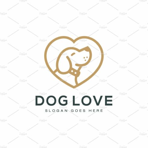 love dog logo vector line art style cover image.