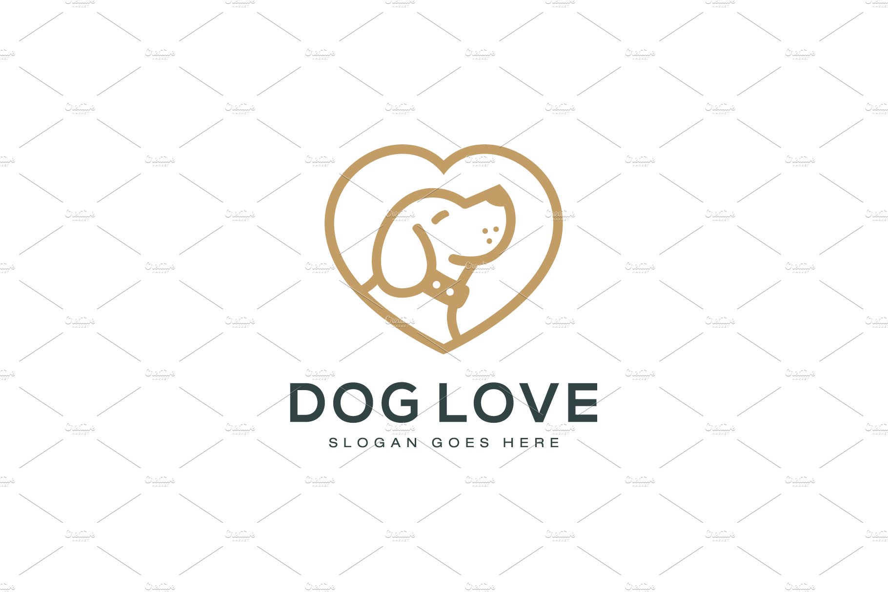 love dog logo vector line art style cover image.