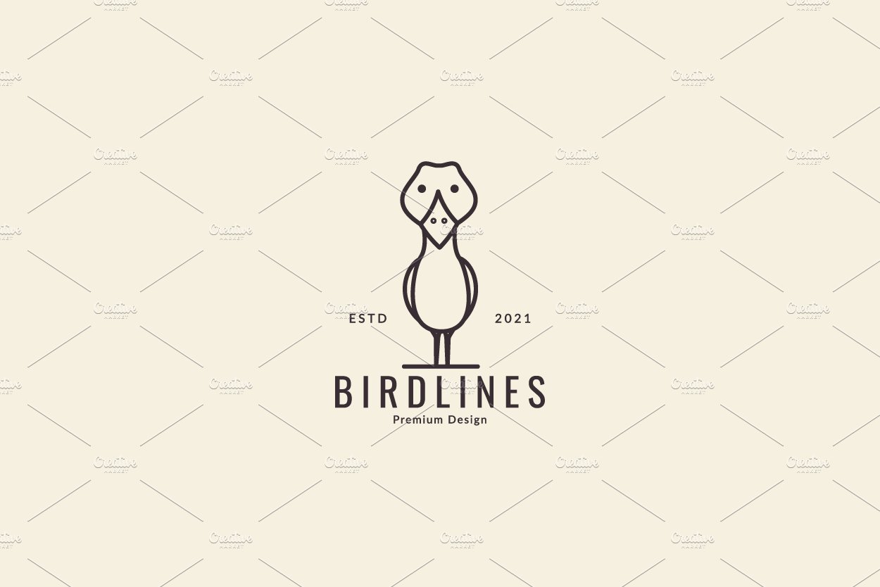 bird pelican line simple logo symbol cover image.