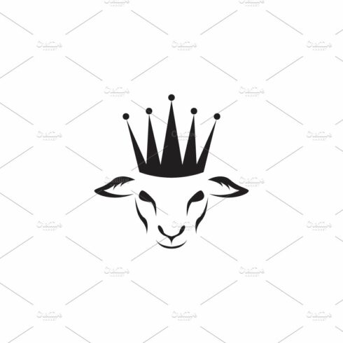 head goat with crown logo vector cover image.