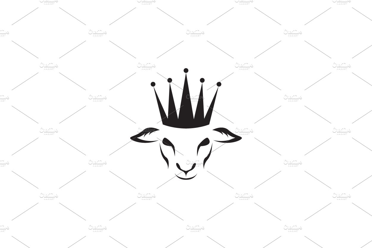 head goat with crown logo vector cover image.