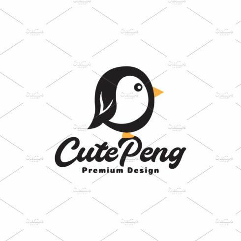 cartoon cute baby penguin logo cover image.