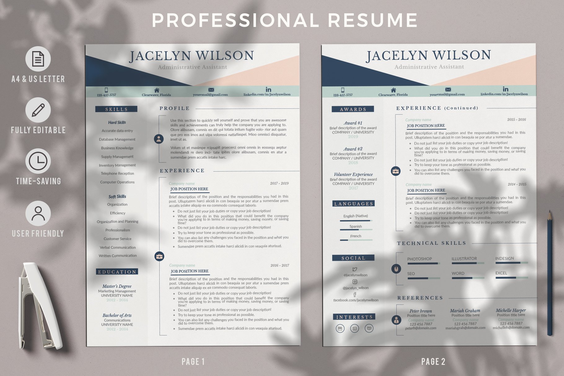Creative Resume Example, CV Cover L. preview image.