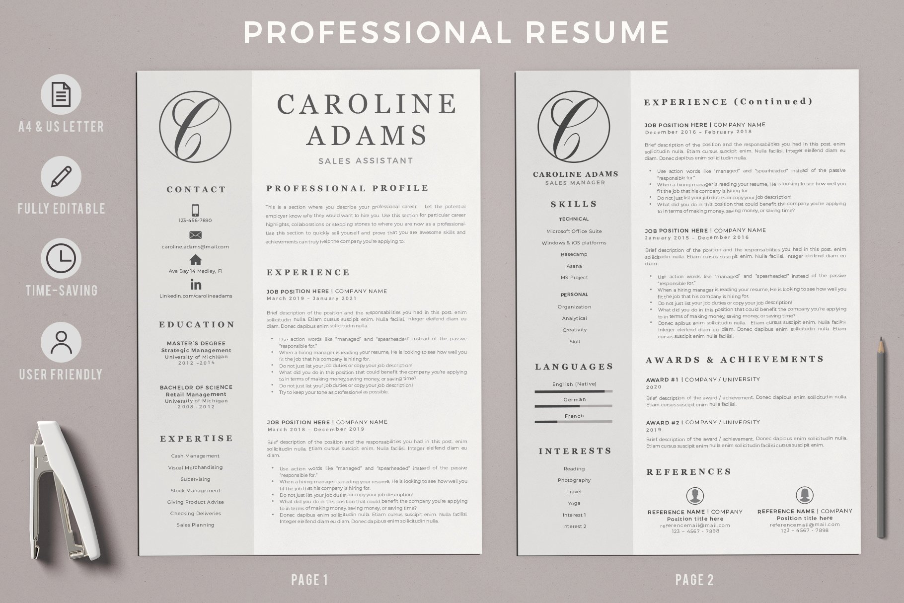 Sales Assistant Creative Resume preview image.