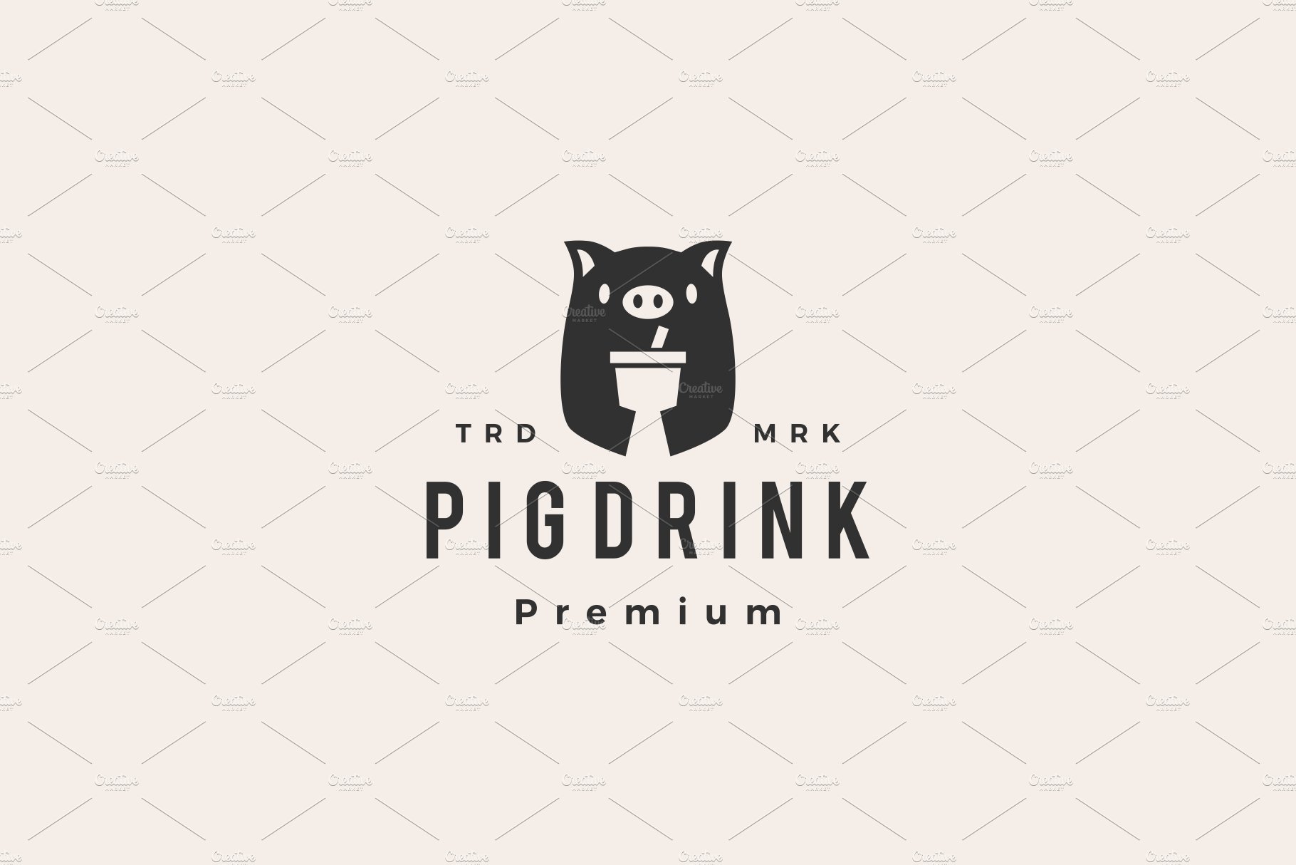 pig drink hipster vintage logo cover image.