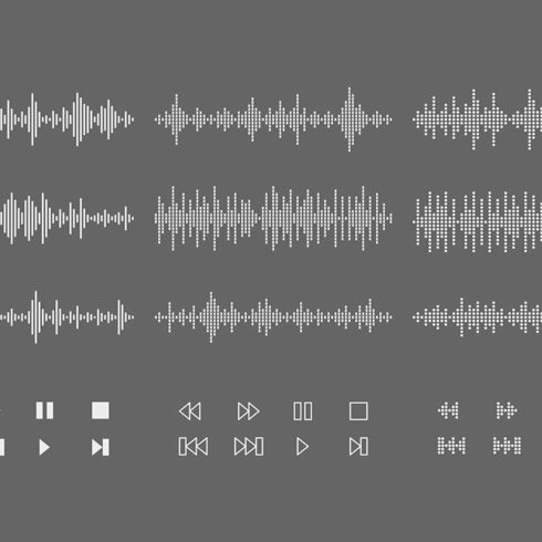 Sound waves/audio buttons set cover image.