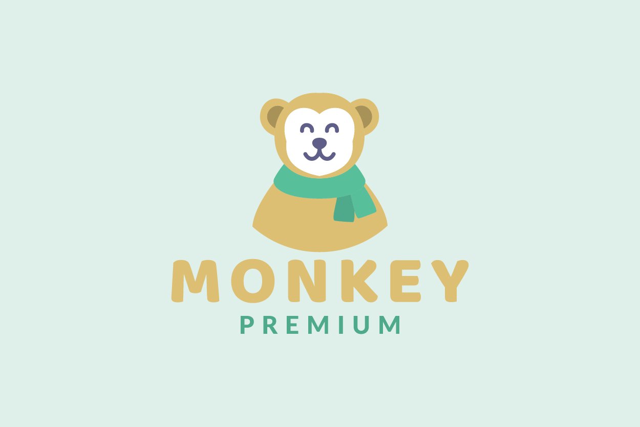 cute cartoon flat monkey logo cover image.