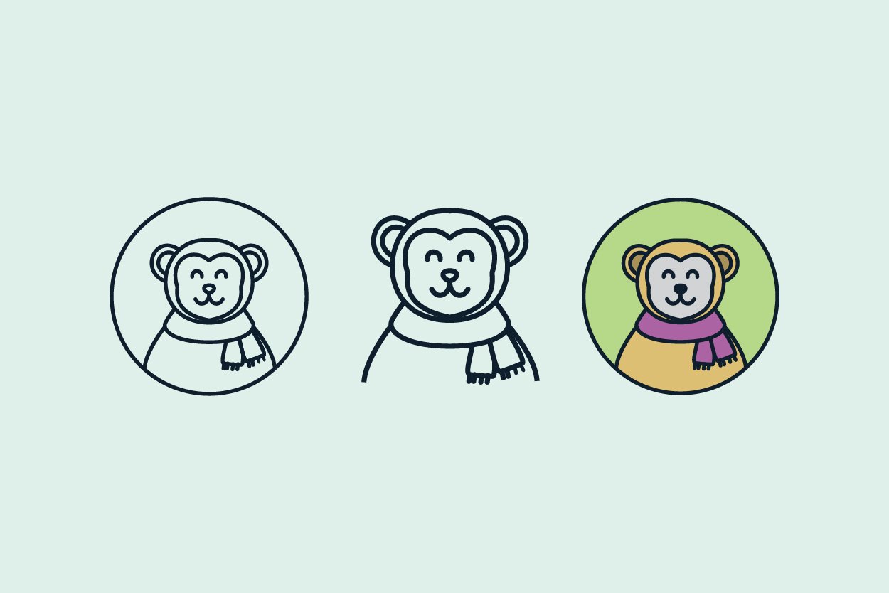 cute cartoon flat monkey logo preview image.