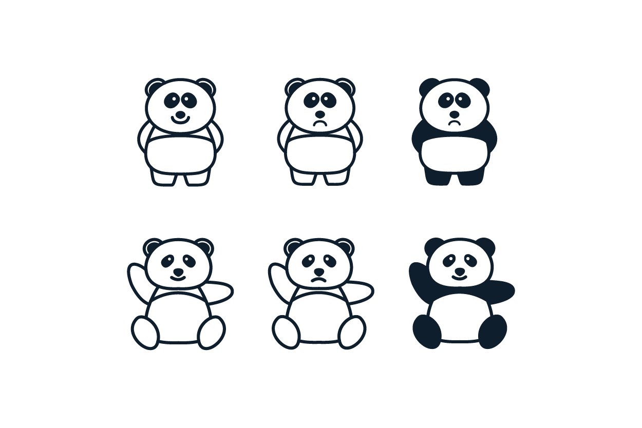 illustration cute cartoon panda logo preview image.