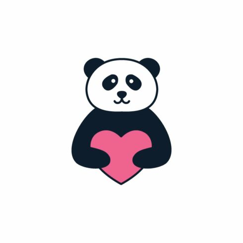 cute panda hug heart love logo cover image.