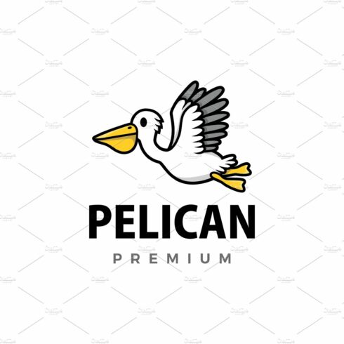 cute pelican cartoon logo vector cover image.