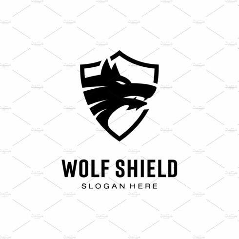 wolf head and shield logo vector cover image.