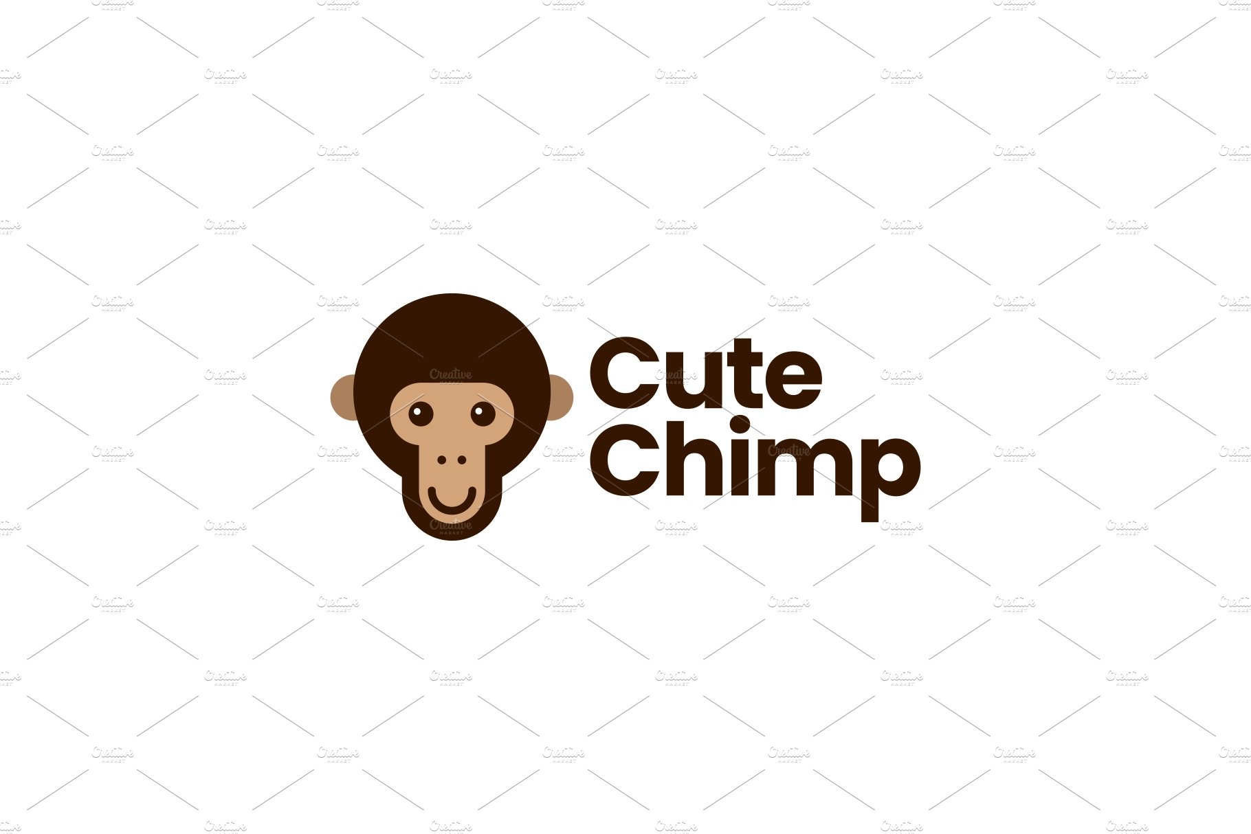 cute chimp head monkey logo vector cover image.