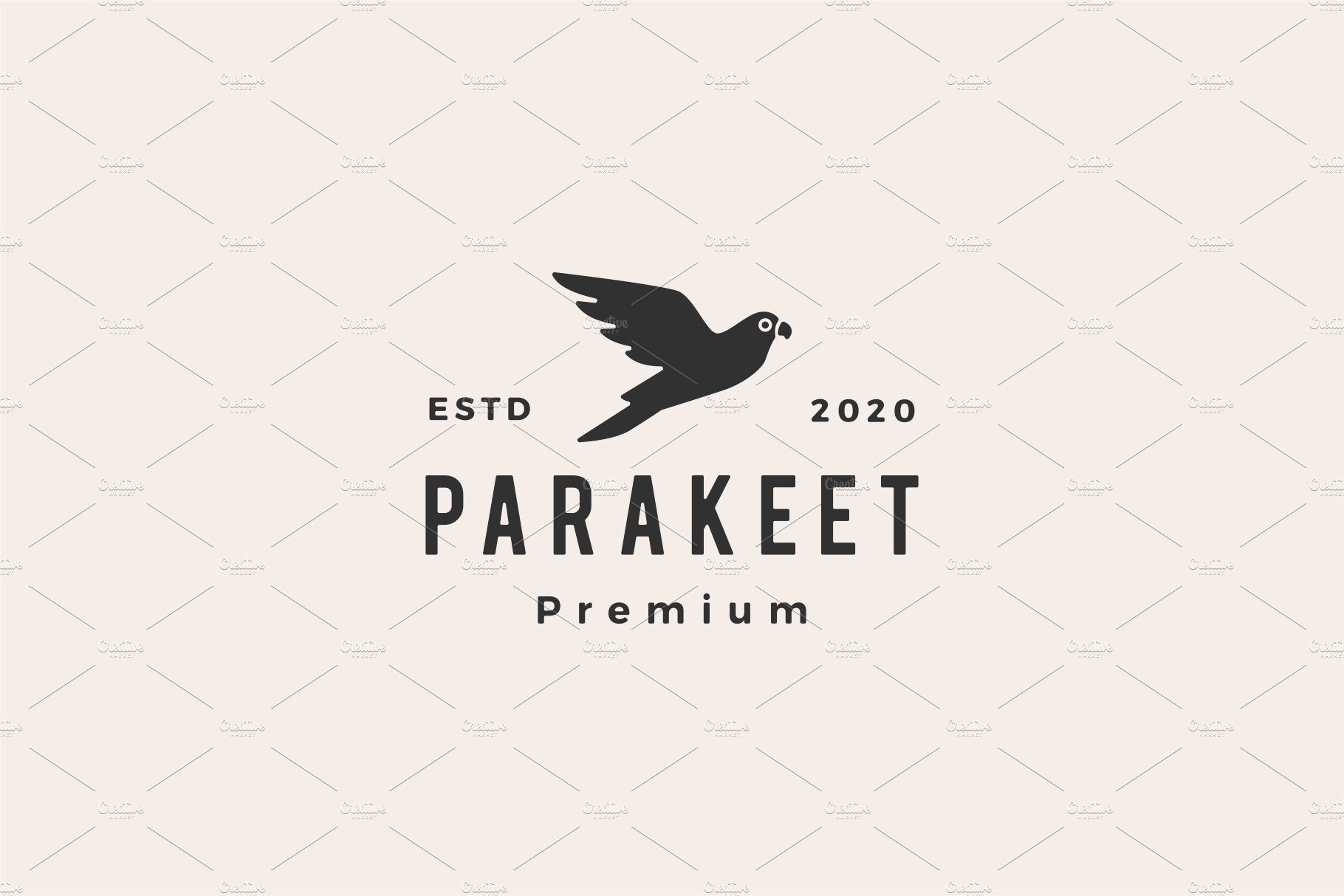 parakeet hipster vintage logo vector cover image.