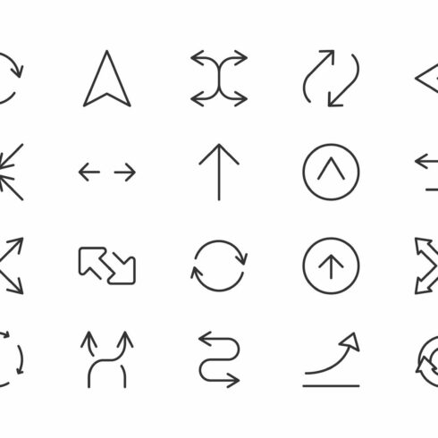 Simple Line Set Of Arrow Icons. cover image.