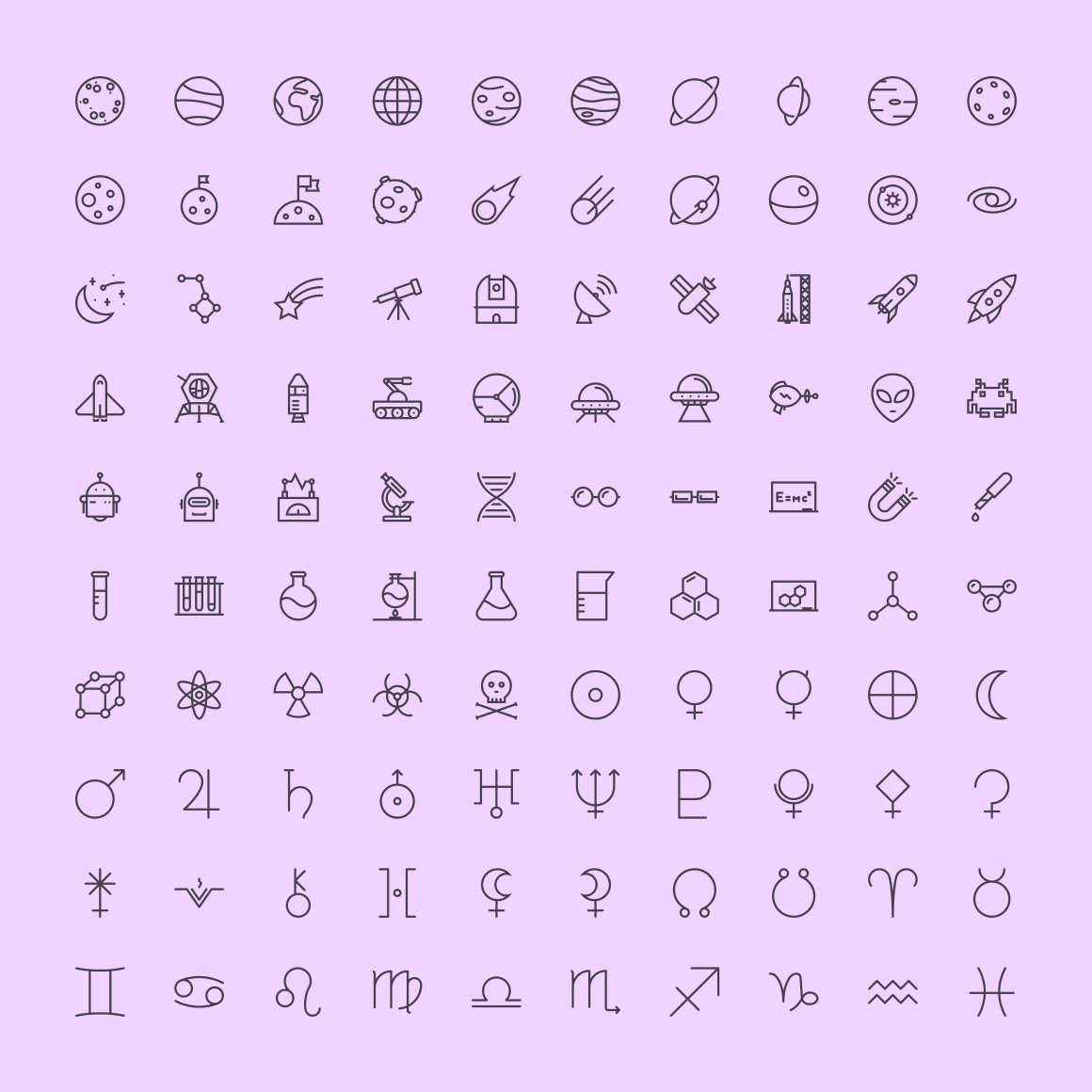 The Spaces & Science Icons 200 preview image.