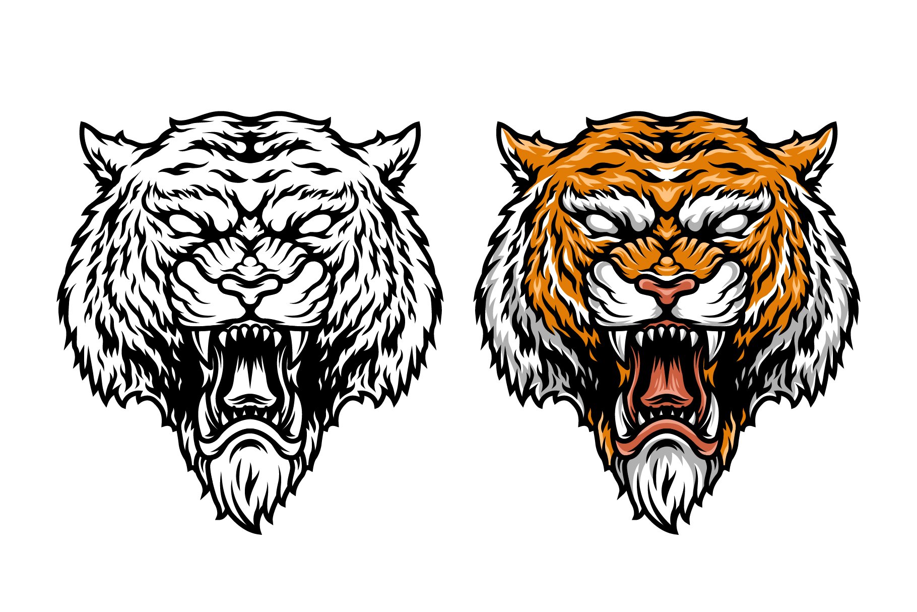 Vintage Angry Tiger Head Design preview image.