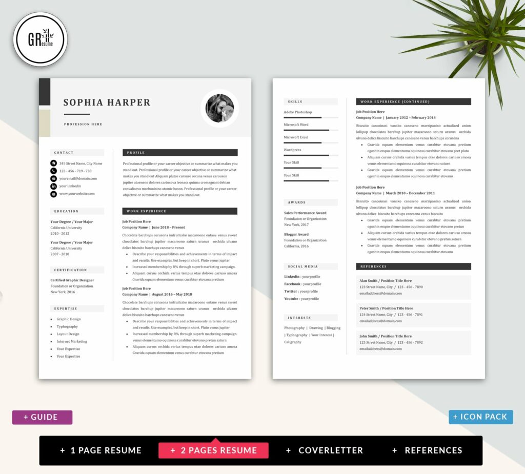 Resume CV Template for Word – MasterBundles