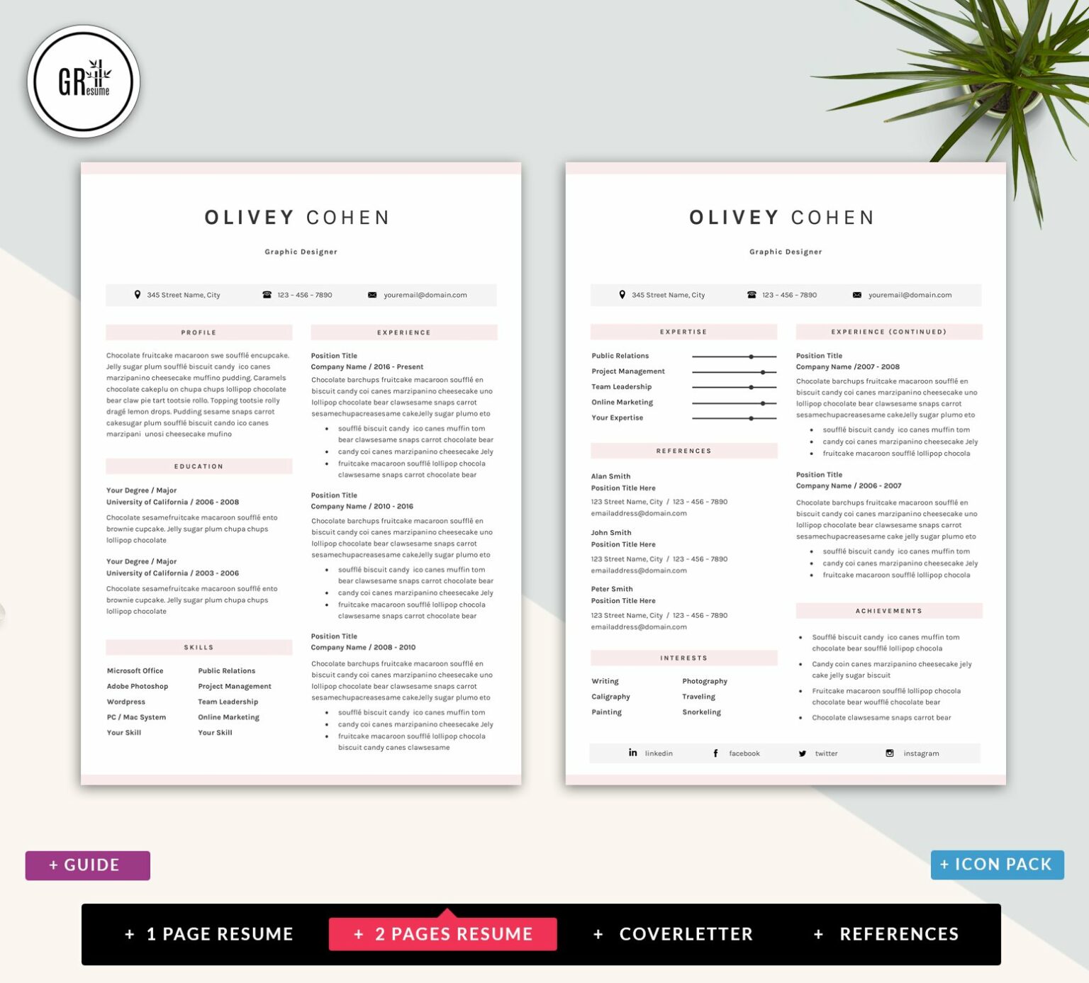 Creative Resume CV Template – MasterBundles
