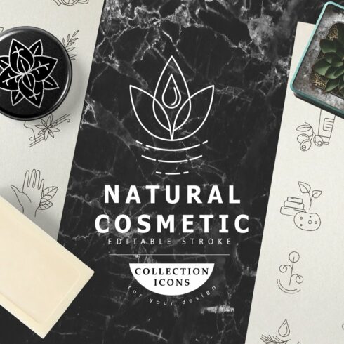Natural cosmetics. Icons & logos cover image.