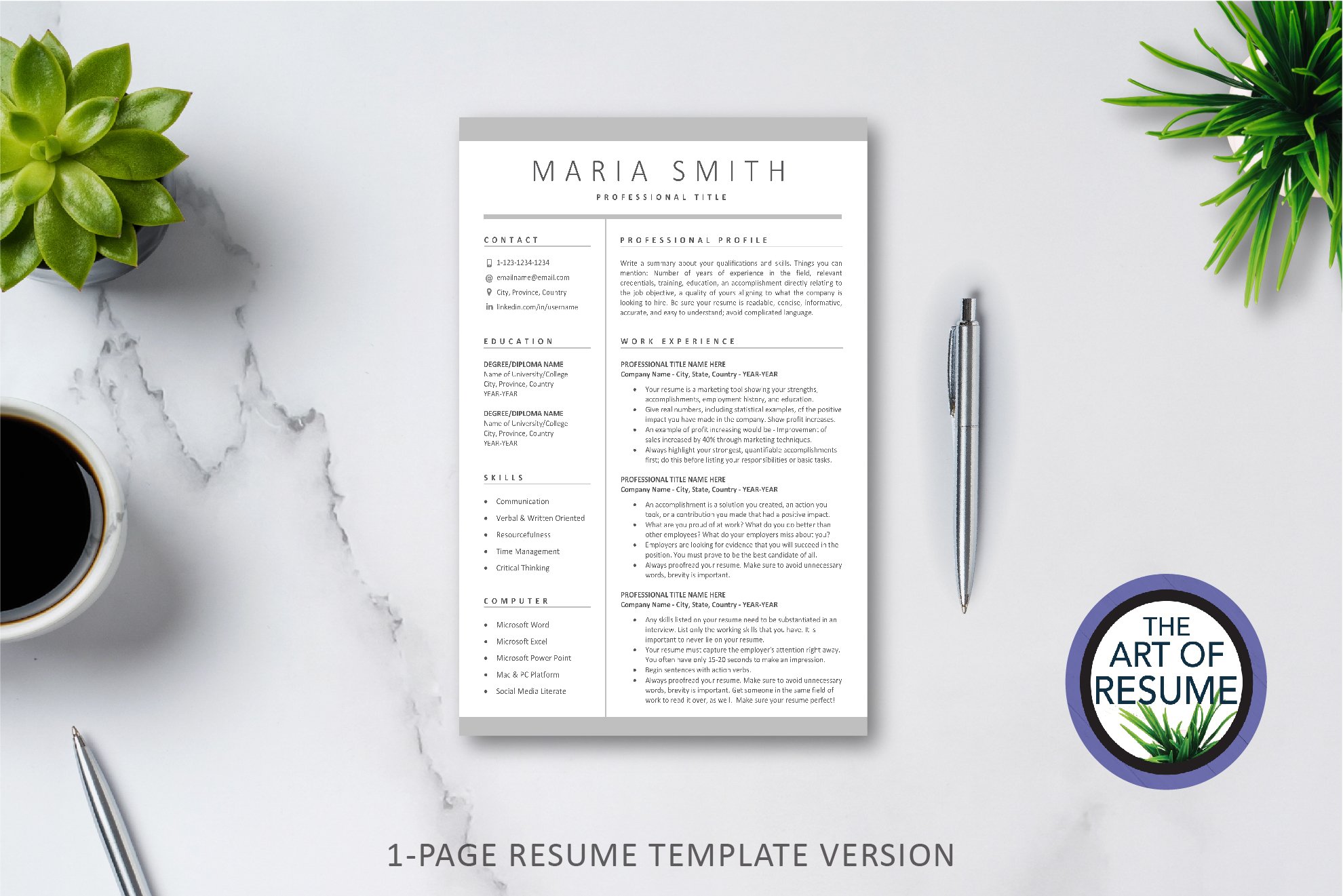 Resume Template & Free Cover Letter preview image.