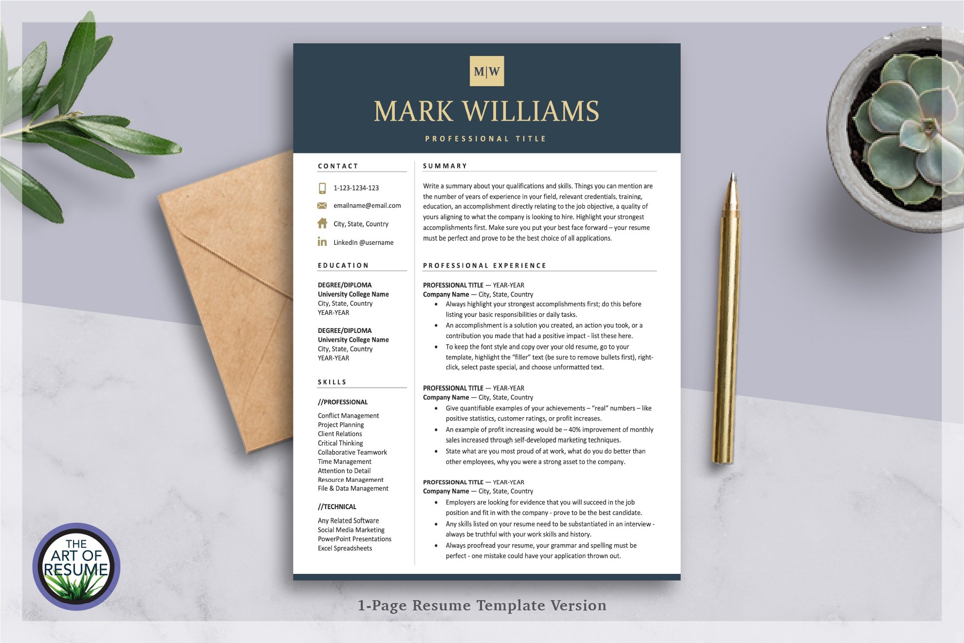 Executive Resume Template Design preview image.
