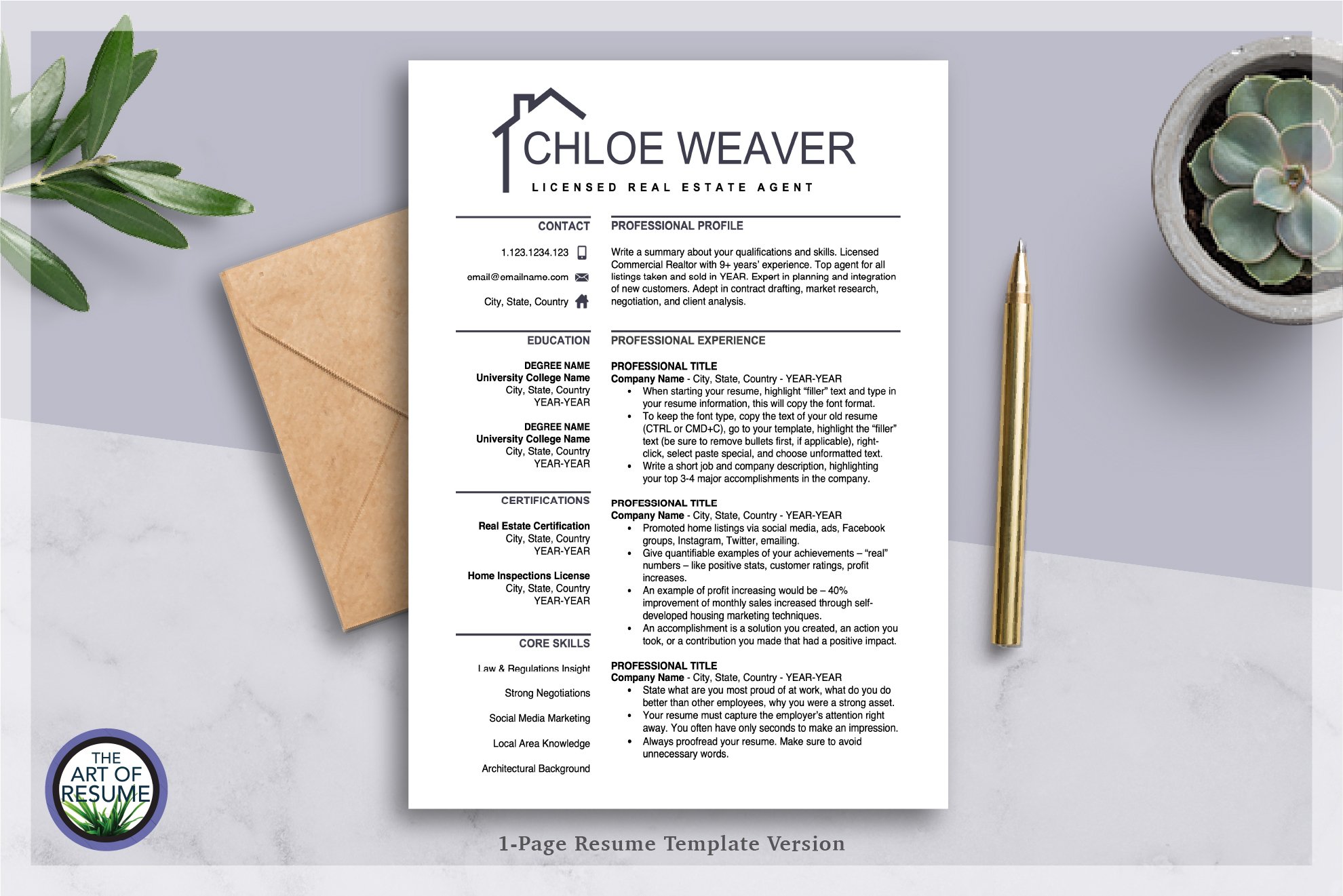 Realtor Resume | Architecture Resume preview image.