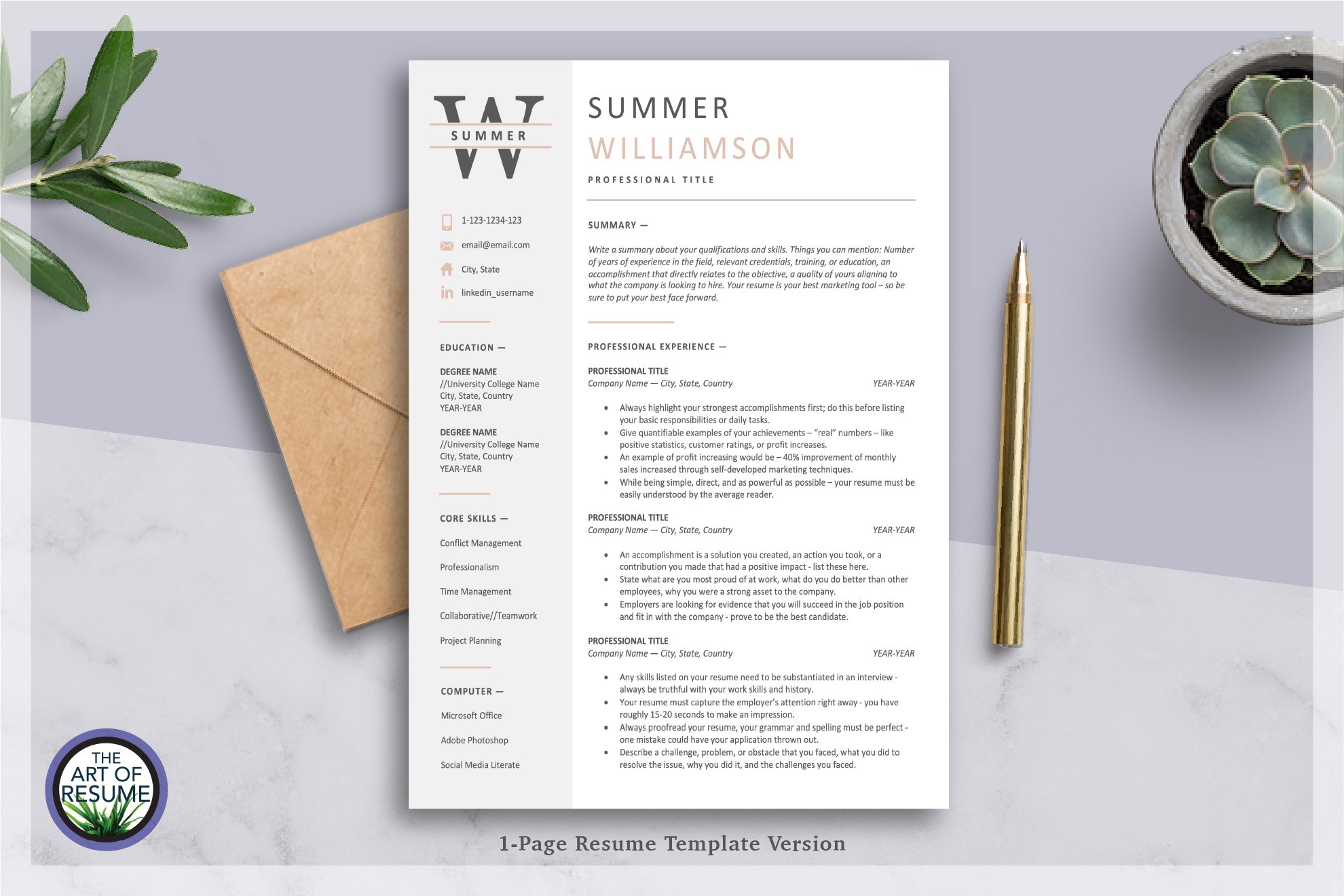 Modern Resume Template | CV Design preview image.
